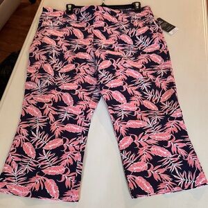 Counterparts Pink and White Leaf Print Pants Size 14 NWT